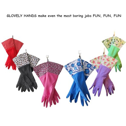 GLOVELY HANDS Water-Resistant Latex Cleaning Gloves, Soft Cotton-Feel Lining, Non-Slip Grip, Long Cuff, Medium (1 PAIR) - color: Green