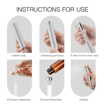 Tekson 10ml Travel Perfume Atomizer Refillable, Mini Cologne Spray Bottle Empty, Small Coffee Spray Bottle (Sliver) - color: sliver