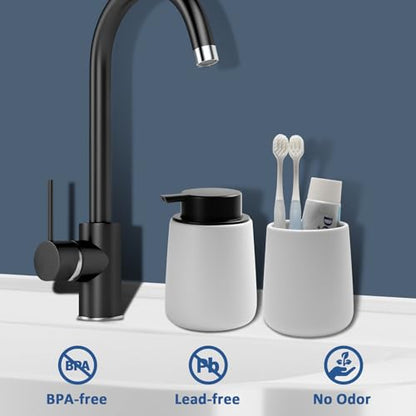 Soap Foaming Dispenser Ceramic with Easy-to-Press Pump Hand Foam Dispenser for Shampoo Bathroom Kitchen 12 oz - color: Foam-blackwhite