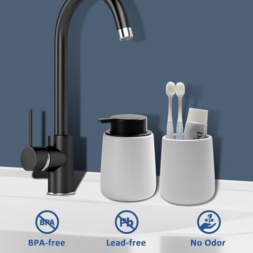 Soap Dispenser Ceramic with Easy-to-Press Pump Hand Lotion Liquid Dispenser for Shampoo Bathroom Kitchen 12 oz Blackwhite - color: Liquid-blackwhite