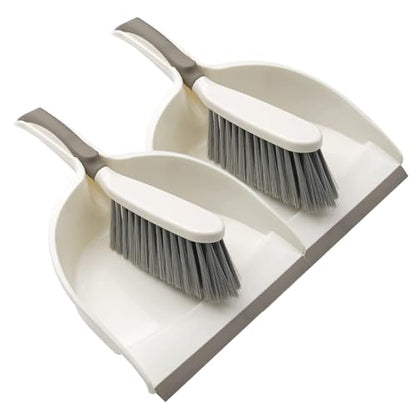 Dust Pan, Dustpan and Brush Set, Small Dust Pan and Brush Set, Hand Broom and Dustpan for Home, Handheld Angled Dust Pans and Brooms are Daily Cleaning Tools, 2 Pack Beige Brown - size: 2set
