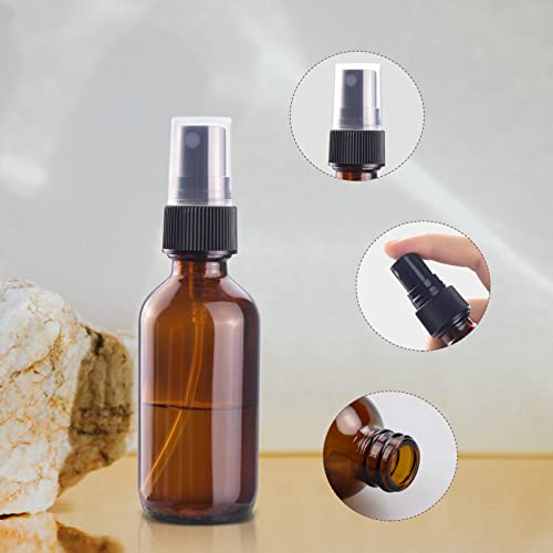 Wedama 2 oz Mini Glass Spray Bottles, Empty Small Spray Bottles with Funnel Dropper, Fine Mist for Hair, Travel, Plants, Cleaning Solutions and Skin Care (4 Pack Amber) - color: Amber, size: 2 Ounce (Pack of 4)