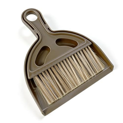 Mini Broom and Dustpan Set - Compact Small Hand Broom with Soft Bristles, Portable Desktop Cleaning Tool for Kitchen Counter, Desk, Drawer, Pet Litter & Car Interior (Coffee) - color: Coffee