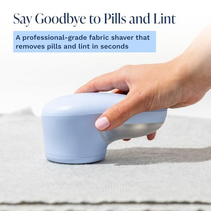 Nori Trim Fabric Shaver - Lint Remover for Clothes & Furniture Couch Pilling - Sweater Pill Remover - Clothes Shaver with 6 Precision Blades - Wireless and Rechargeable - Blue - color: Blue