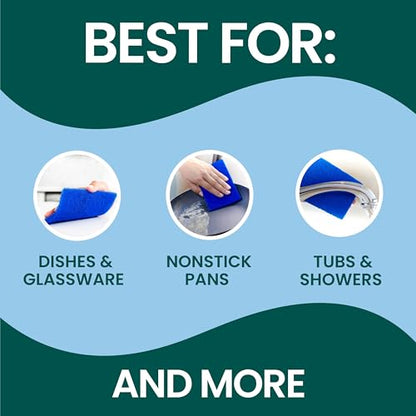 Scotch-Brite Zero Scratch Scouring Pad, Effective + Gentle Dish Scrubber for Household Cleaning, 3 Scrub Pads for Dishes, Nonstick Pots and Pans, Glass, Tubs, Showers, Reusable & Durable