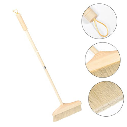 Ergonomic Soft Bristle Broom Handle for Sweeping Reach Broom Stick for Hardwood Floors Safe for Carpet