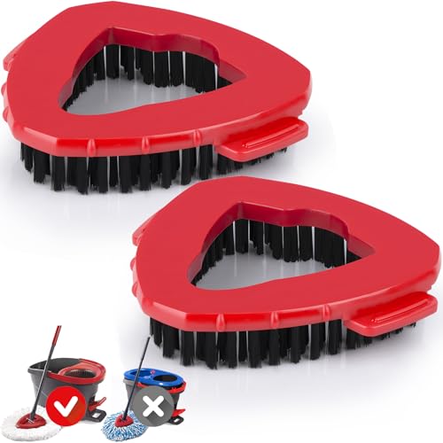 Spin Mop Scrub Brush Head Compatible with O Cedar EasyWring 1 Tank System, Shower Floor Scrubber Mop Head Replacement, Hard Bristle Cleaning Brush for Kitchen Tile, Not Fit RinseClean, 2 Pack - size: 2pcs 1-Tank Scrub Brush