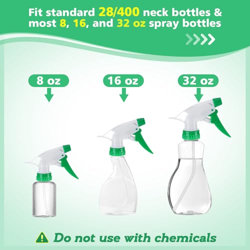 6Pcs Spray Bottle Replacement Nozzle- Reusable Quality Trigger Spray Nozzles with Mist Stream Sprayer, Fit Standard 28/400 Neck 32oz, 16oz, 8oz Bottles for Garden Home Kitchen Office Gifts, Green - color: Green