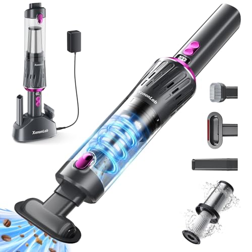 Handheld Vacuum Cordless 25000Pa Car Vacuum 3-in-1 Handheld Vacuum, Includes Smart Display and Charging Base Hand Vac Cordless Rechargeable One-Touch Empty for Home/Pet/Car (Violet) - color: Violet