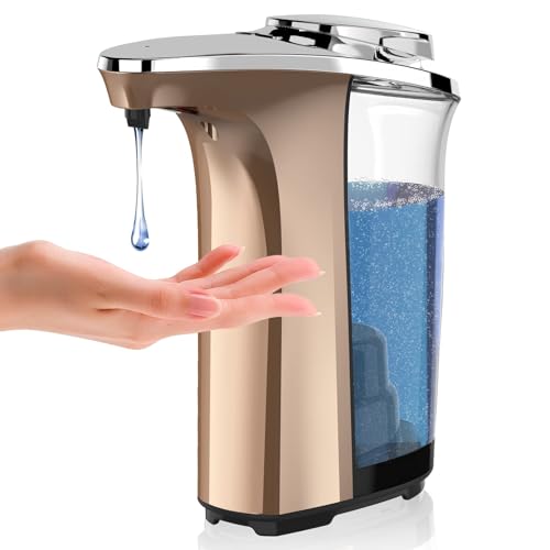 Automatic Soap Dispenser, PZOTRUF Touchless 17oz/500ml with Upgraded Infrared Sensor, 5 Adjustable Soap Dispensing Levels, Liquid Hand Soap Dispenser for Bathroom (Rose Gold) - color: Rose Gold