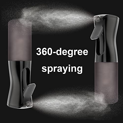 2Pcs Continuous Mist Spray Bottle – Ultra Fine Continuous Spray Bottle Hair Water Ultra Fine Mister Sprayer Propellant Free for Hairstyling, Cleaning, Plants, Misting (black)