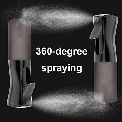 2Pcs Continuous Mist Spray Bottle – Ultra Fine Continuous Spray Bottle Hair Water Ultra Fine Mister Sprayer Propellant Free for Hairstyling, Cleaning, Plants, Misting (black)