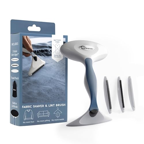 GLEENER Battery-Free Fabric Shaver & Lint Brush | Ultimate Fuzz Remover Sweater Comb | Lint Remover and Depiller for Clothing & Furniture (Slate Blue in Carton Box) - color: Blue W Box