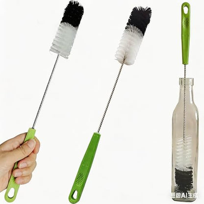 16" Long Handle Bottle Cleaning Brush - Narrow Neck Bottle Scrubber for Water Bottles, Flasks, Hummingbird Feeders, Wine Glasses, Meat Grinders & Pipes - Durable & Flexible - 2 Pack