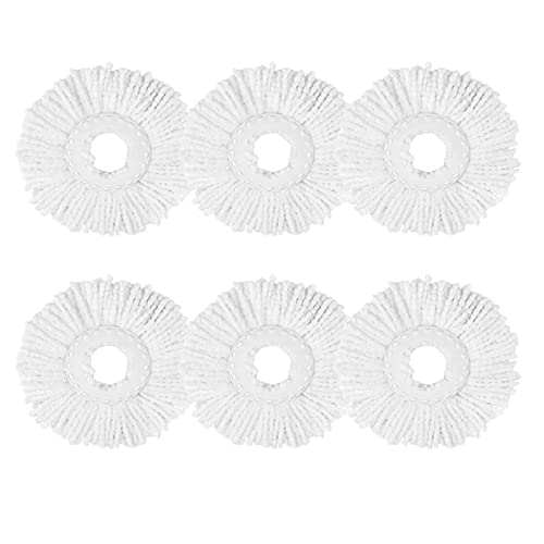 6-Pack Spin Mop Heads Refill, Easy Wring Microfiber Replacement Pads for Deep Cleaning, Universal Fit for Most Round Spin Mops - color: Mop Heads