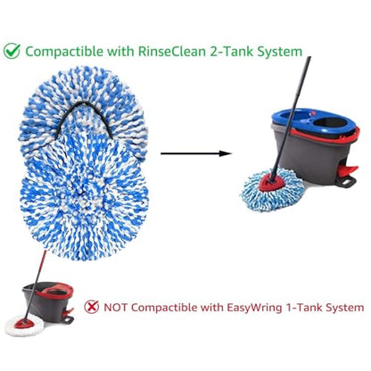 4 Pack Mop Replace Heads Compatible for OCeda, Spin Mop Refill Head Replacement for RinseClean 2-Tank System - Fluffy Microfiber, Machine Washable and Easy to Replace - size: 4 Count (Pack of 1)
