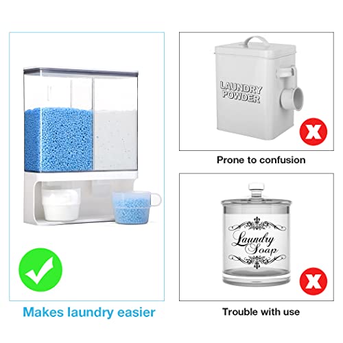 Laundry Dispenser, Wall Mounted Laundry Dispenser with 2 Cups, Laundry Container (105 oz) - color: White