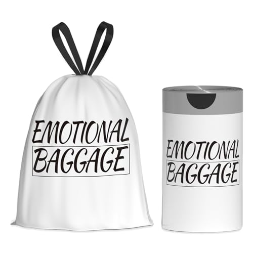 4 Gallon Trash Bags Drawstring, Portable Small Trash Bags with Printed Words Design, Tear-Free, Leakproof & Durable for Bathroom, Office, 50 Counts - style: Words-4 Gallons