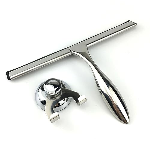 3pcs Shower Squeegee Stainless Steel Suction Cup Holder for Glass Tile Mirror Cleaning