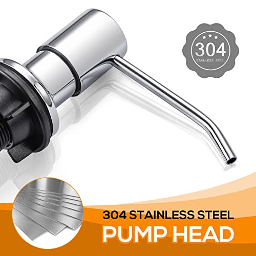 Built in Soap Dispenser for Kitchen Sink Chrome Stainless Steel Pump Head, Counter Soap Dispenser Refill from Top with 17 Ounce PE Bottle - color: Chrome