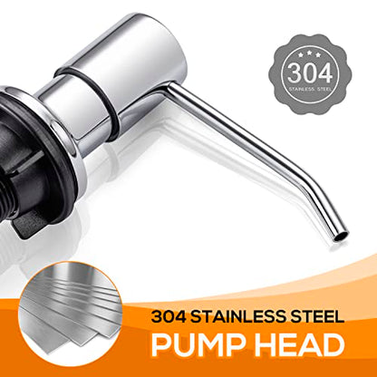 Built in Soap Dispenser for Kitchen Sink Chrome Stainless Steel Pump Head, Counter Soap Dispenser Refill from Top with 17 Ounce PE Bottle - color: Chrome
