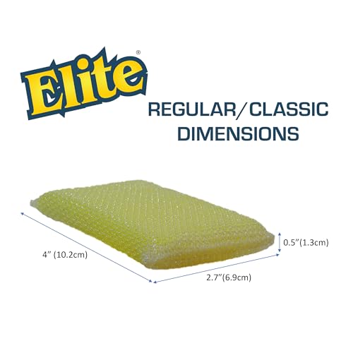 Elite All Purpose Cleaning Pad, 3 Pads (Individually Boxed), Non Scratch, Dish Sponge, Scrubber, Sponges for Kitchen and Household Use, Made in USA