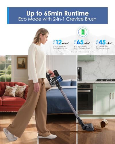 Tineco Pure ONE S30 Cordless Vacuum Cleaner, 150AW Powerful Suction, Zero Tangle Brush, Up to 65min Runtime, Stick Vacuum Cleaner for Pet Hair, Carpet & Hard Floor - size: S Series-S30