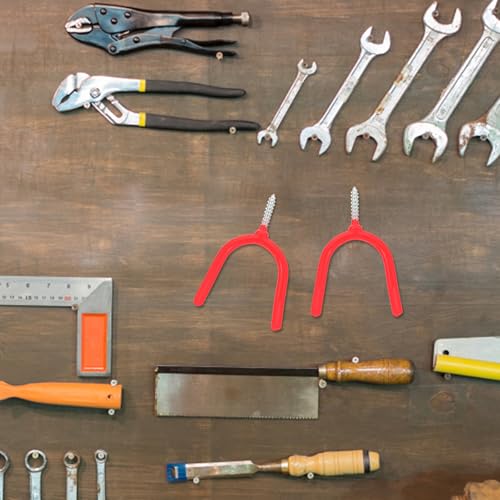Ciieeo 16pcs Red Vinyl-Coated Steel Y-Shape Utility Hooks Screw-in Mop and Garage Tool Holders Wall Mount Garage Storage Accessories for Home Organization