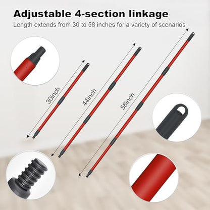 Mop Handle Mop Replace Heads and Mop Base Brush Replacement for O Cedar EasyWring 2-Tank System Include 3 Spin Mop Replacement Head, 4-Section Mop Handles, 1 Base and 1 Scrub Brush Combo - color: 3 Blue Mop Heads + 1 Set Mop Handle ( 2 Tank )