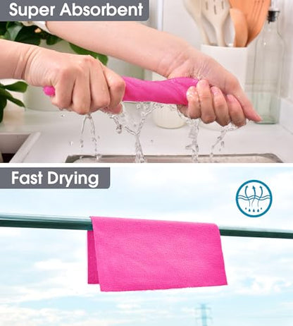 KitchLife Microfiber Cleaning Cloth Roll - Tear-Away Reusable Microfiber Paper Towels, Lint-Free, Washable, 20 Sheets for Kitchen, Car, Dishes, and Sensitive Surfaces (Hot Pink) - color: Hot Pink