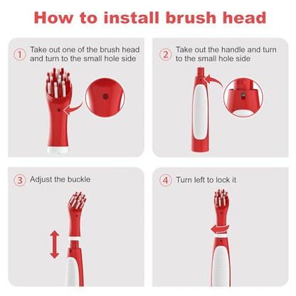 SOARING Rechargeable Electric Cleaning Brush with 4 in 1 Multiple Brush Heads,Indoor Household Cordless Motorized Brush for Bathroom Toilet Kitchen Tile Crevice (White & Red)