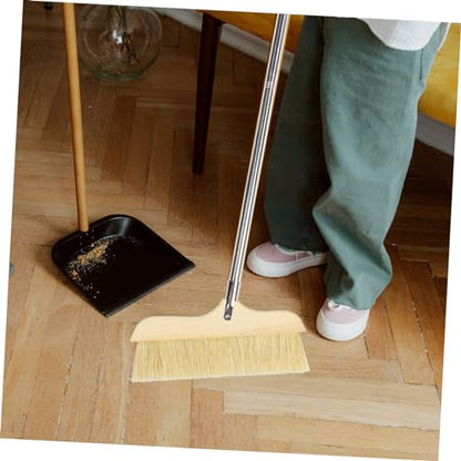 Bristle Broom Long Handle for Home Cleaning Soft Bristles for Floor and Carpet Dust Sweeper for Kitchen Living Room and Bathroom Use