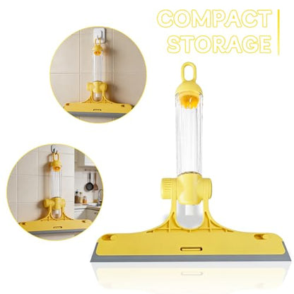 4 in 1 Glass Cleaning Tool with Adjustable Angle Squeegee Spray Bottle and Scrub Brush for Shower Glass Car Windows and Mirrors All in One Window Cleaner Kit