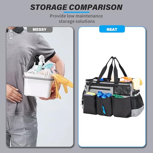 IBVIVIC Wearable Cleaning Caddy Bag for Cleaning Supplies,Large Capacity Cleaning Organizer Grey - color: Grey