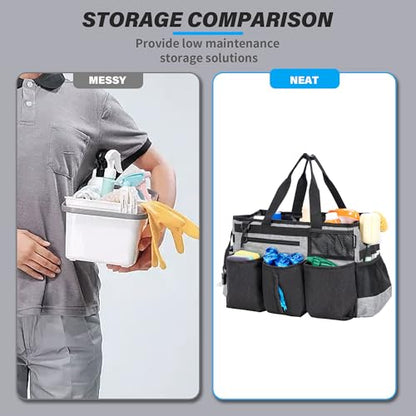 IBVIVIC Wearable Cleaning Caddy Bag for Cleaning Supplies,Large Capacity Cleaning Organizer Grey - color: Grey