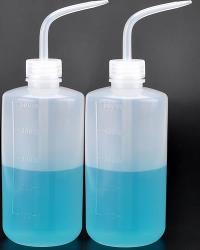 Valchoose 2Pack 500ml Squeeze Bottle 16.9oz, No Spill Wash Bottles Large with Handy Measurement Lines, Wash Bottles Squeeze Spout Flowing Well - color: White, size: 2x500ml