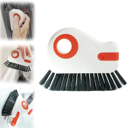 2 in1Groove Cleaning Brush Window Track Cleaning Tools,Multifunction Hard Bristle Crevice Cleaning Brush with Hidden Scraper,Grout Cleaner Grip Brush for Sliding Door Track,Window Sill,Window Seal
