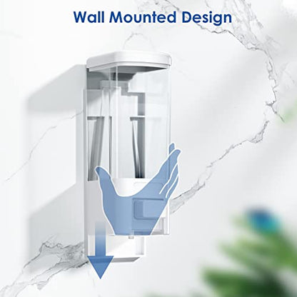 Manual Soap Dispenser, 17oz/500ml Wall Mount Soap Pump, Large Capacity Kitchen Bathroom Hand Soap Dispenser, Commercial Refillable Shampoo Shower Gel Lotion Dispenser, White - color: White 500ml