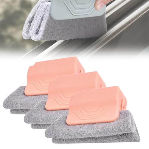 Magic Window Track Cleaner, 2025 New Magic Window Cleaning Brushes, Window Groove Cleaning Brush Tools Set, Hand-held Crevice Cleaning Brush for Window Slides and Gaps (Pink) - color: Pink