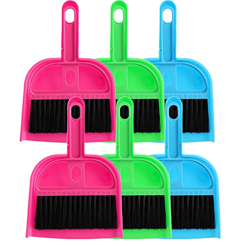 TOPZEA 6 Pack Mini Dust Pan and Brush Set, Mini Hand Broom Dustpan Set Hand Whisk for Table, Desk, Countertop, Keyboard, Cat, Dog and Other Pets