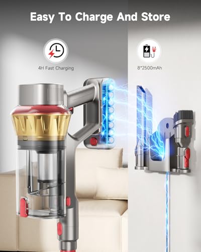Cordless Vacuum Cleaner, 650W Powerful Suction Stick Vacuum, 75-Min Runtime & 2.5L Large Dust Cup, Anti-Tangle, Self-Standing, Lightweight Vacuum Cleaners for Home, Carpet, Hardwood Floor, Pet Hair