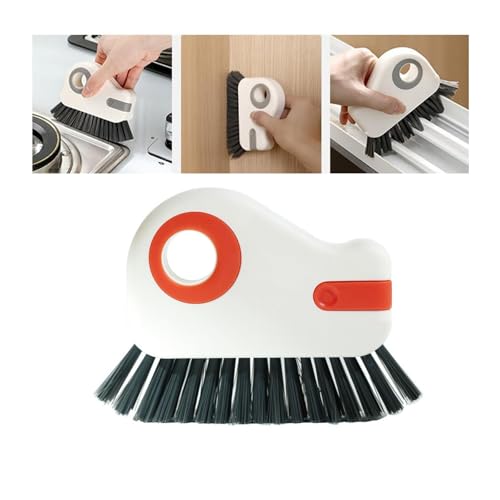 2 in 1 Groove Cleaning Brush Window Track Cleaning Tools, 2024 New Multifunctional Hard Bristle Crevice Cleaning Brush with Hidden Scraper, for Sliding Door Track Window Sill Deck Crevice (A-Orange) - color: A-orange