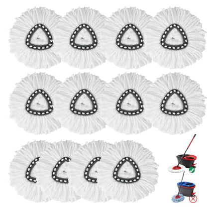 12 Pack Spin Mop Replacement Heads, 100% Microfiber Spin Mop Refill for Easy Wring Compatible with Triangle Spin Mop, 360 Degree Spinning Mop Replace Head for Floor Cleaning - size: 12Pack