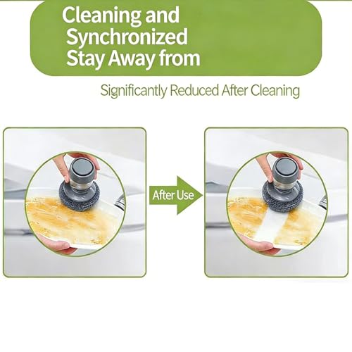 1/2Pcs Press to Clean Dish Brush with Automatic Soap Dispenser and Steel Scrubber for Kitchen Cleaning Easy to Use