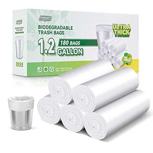 1.2 Gallon Small Trash Bags Biodegradable-Inwaysin 180 Counts Mini Trash Bags, Unscented Small Garbage Bags, Waste Basket Liners for Kitchen, Bathroom, Bedroom, Office, Camping - style: 1.2 Gallon 180 Counts