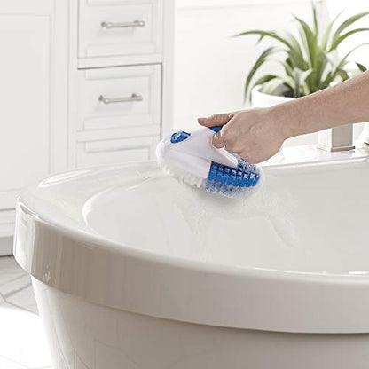 Clorox Multipurpose Flex Scrub Handheld Cleaning Brush with Removable Handle, Blue/White - size: 1 Count (Pack of 1)