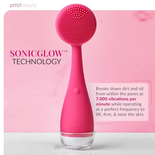 PMD Clean - Smart Facial Cleansing Device with Silicone Brush & Anti-Aging Massager - color: Pink