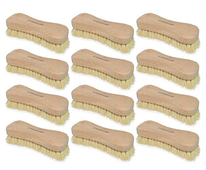 All-Natural Wooden Scrub Brush Set – 12 Pack | Tampico Bristle Scrub Brushes for Cleaning | Soft Floor Scrubber for Tile, Grout, Bathroom, Kitchen & Delicate Surfaces | Commercial Cleaning Supply