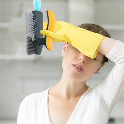 VICASKY Groove Gap Cleaning Brush for Small Spaces, Long Handle Bathroom Floor Scrubber, Sink and Window Track Scrub Brush for Crevice and Corner Cleaning, 1pcs Yellow-Green