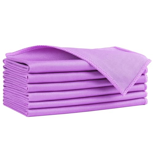 HOMEXCEL Microfiber Glass Cleaning Cloths 6 PK, Lint Free Streak Free, Reusable Microfiber Magic Cleaning Cloth for Windows, Glasses, Mirrors, Screens, Stainless Steel, and More Purple-14×16" - color: Purple, size: 14 x 16 Inch